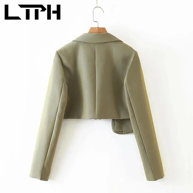 LTPH Casual trajes de falda de dos piezas de las mujeres ningún botón chaqueta bolsillos chaqueta de cintura alta con cremallera faldas trajes 2021 novedad de verano