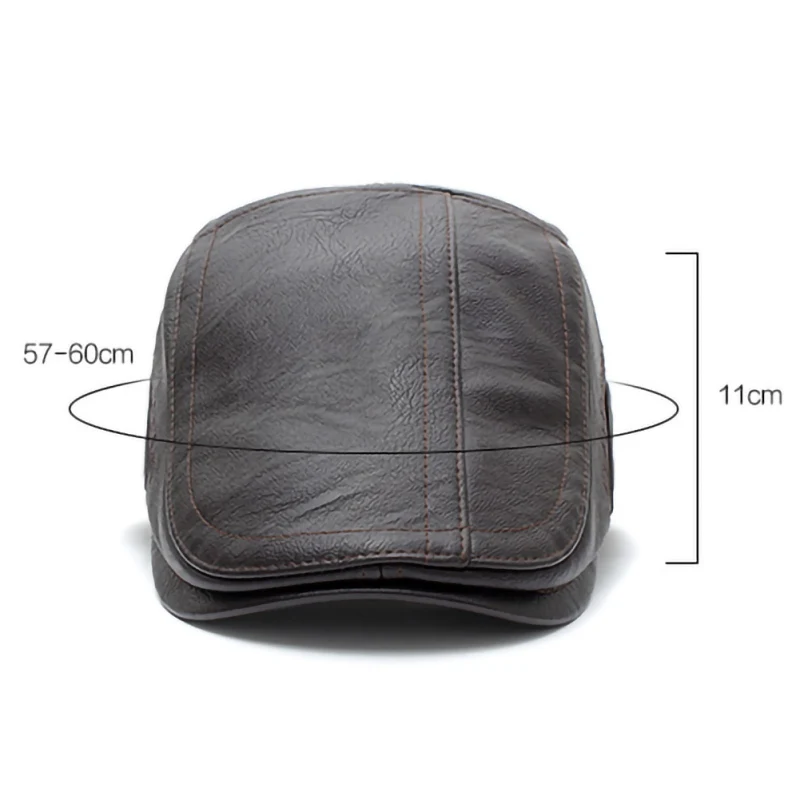 

Hot Sell Leather Hat Retro Style PU Leather Comfortable Sunscreen Beret Golf Flat Cap