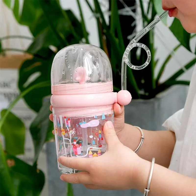 260ml Kids Child Cup With Straw Portable Leakproof Cartoon Feeding Bottles Whale Water Spray Drinking Cups Children Drinkware | Мать и