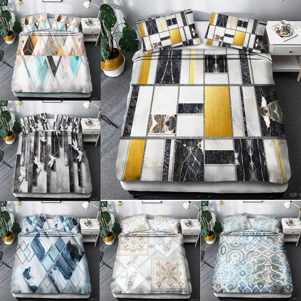 

Geometric Stitching Fashion 3D Print Comforter Bedding Set Queen Twin Single Size Duvet Cover Set Pillowcase Home Textile Luxury