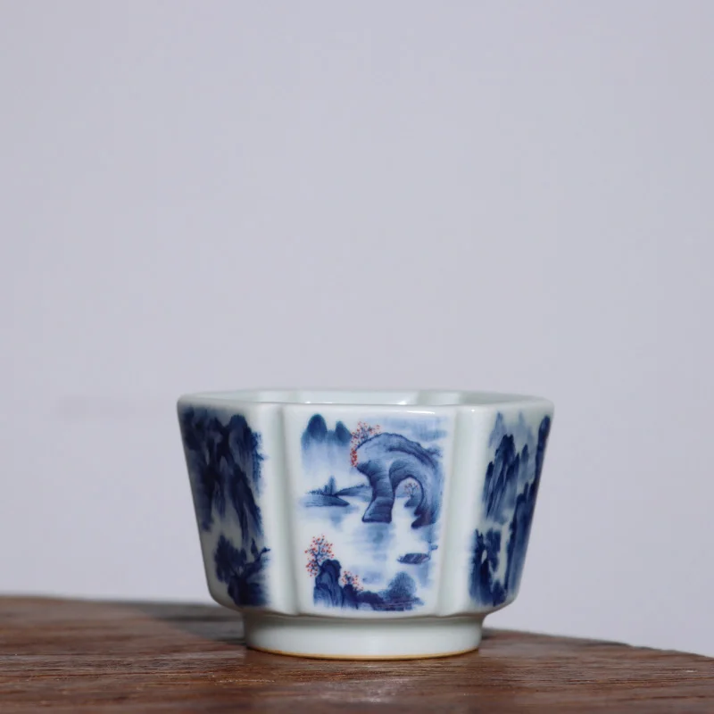 JingLin oculto, seis puros tallados a mano, seis monta&ntilde;as famosas, taza de cabezas, 120 cc-2