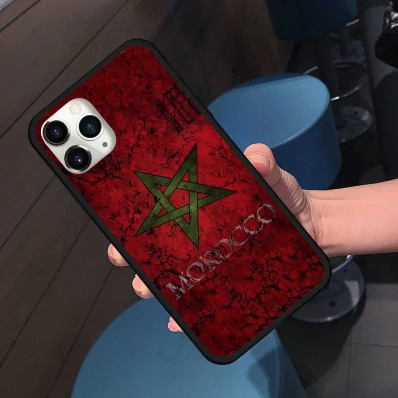 

Morocco flag badge Fashion Art Phone Case for iPhone 11 12 pro XS MAX 8 7 6 6S Plus X 5S SE 2020 XR Soft silicone
