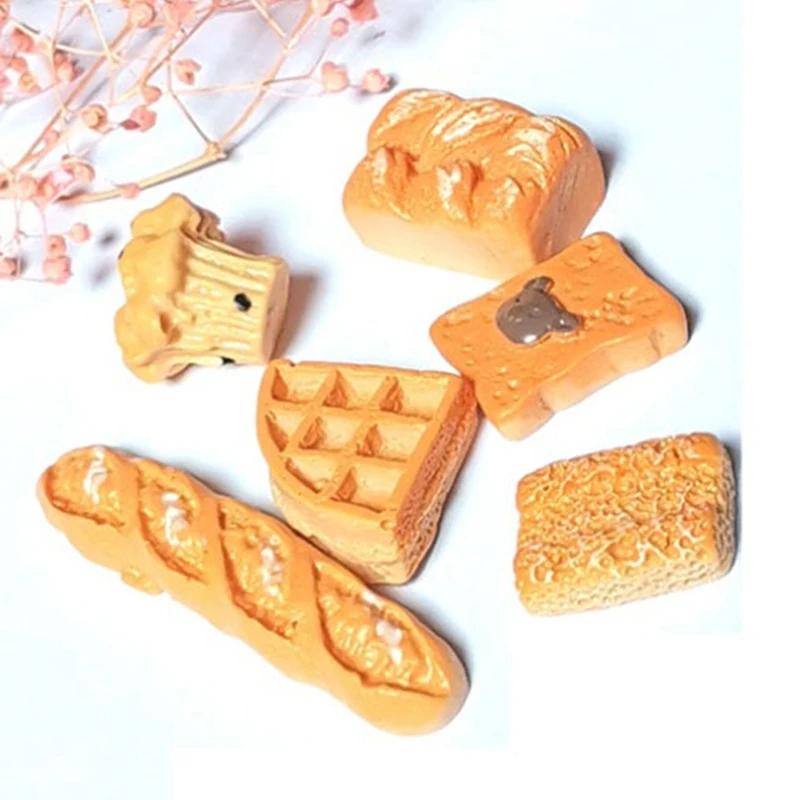 6Pcs/set 1:12 Bakery Bread Kitchen Food Items Miniature Vintage Accessories for Dollhouse Mini Artificial |