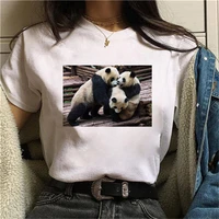 panda zoo printing women t shirt casual tees lady aesthetic summer short sleeve o neck women tops tshirt