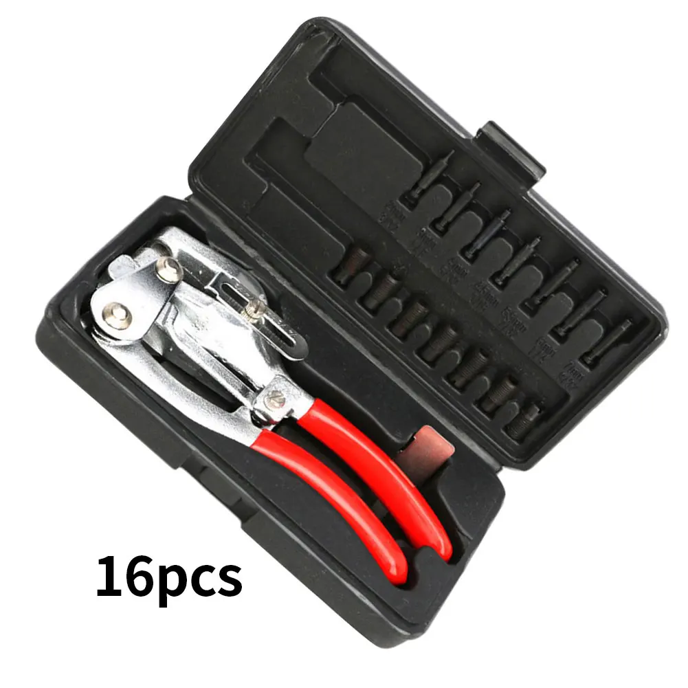 

Leather Belt Hole Punch Pliers Heavy Duty Hand-Held Tool Stainless Steel Iron Plastic Plate Puncher 16PCS Household Leathercraft