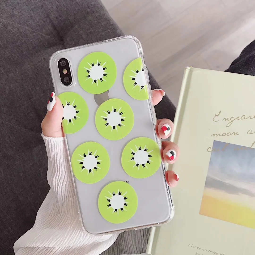 INS Korea Fresh Summer Fruit Orange Kiwi phone case For iphone Xs MAX XR X 6 6s 7 8 plus Cute transparent soft TPU back Cover |