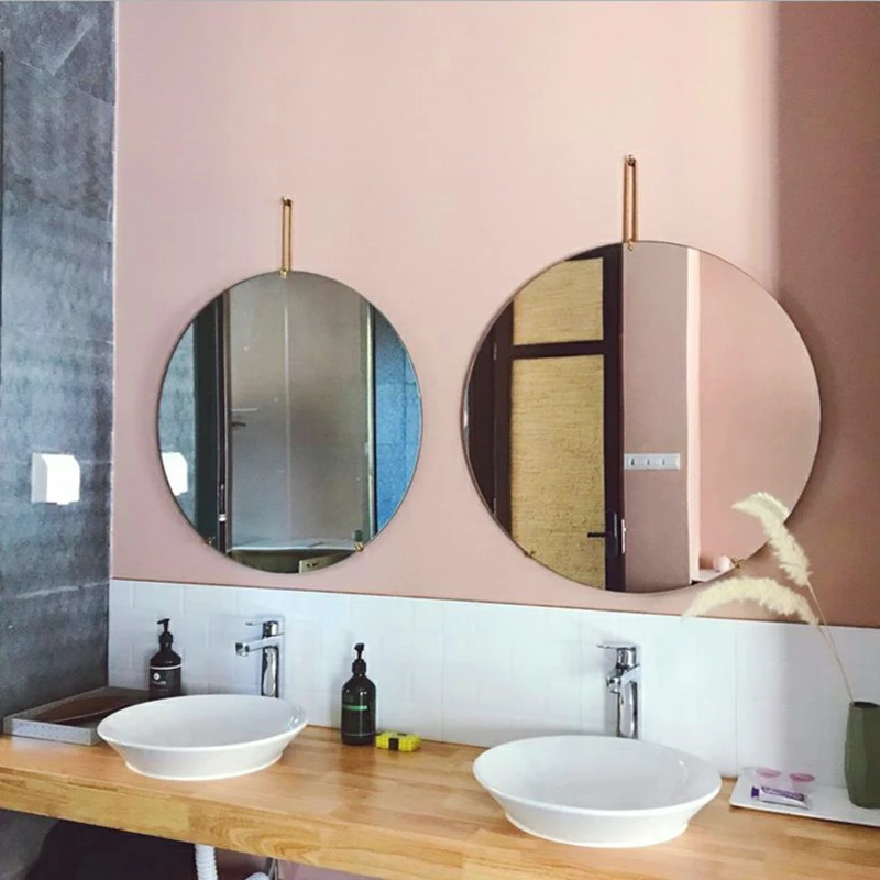 

Nordic Makeup Mirror Decoration Home Golden Round Wall Mirrors For Living Room Bathroom Bedroom Decorative Mirror Cosmetic Tools