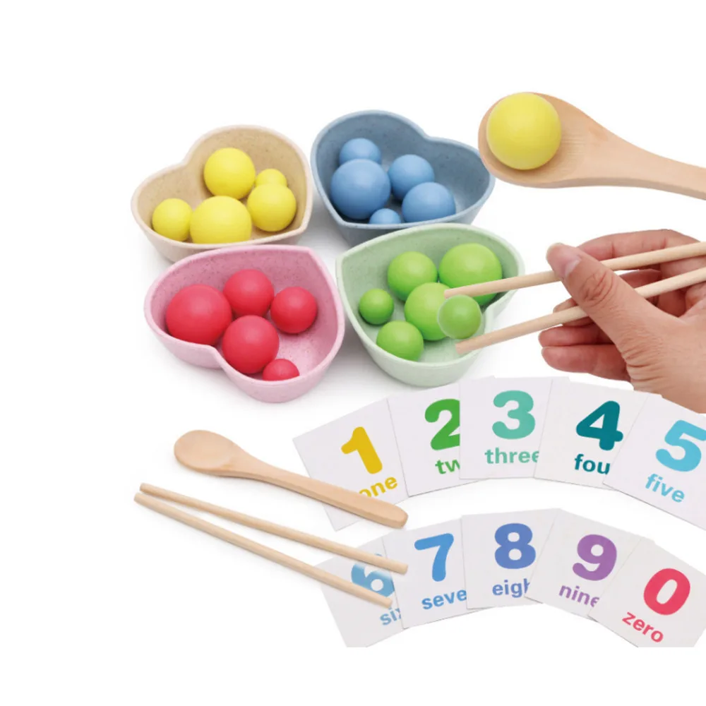 

Baby Puzzle Toys Practice Chopsticks With Beans Life Skill Wooden Toys For Toddler Clip Balls Infant Early Educational Math Toys