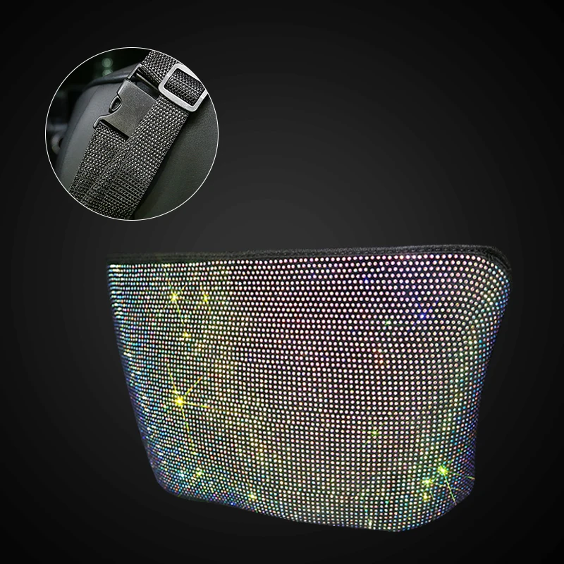 

Car Fashion Rhinestone Storage Bag Organizer Seat Back Holder Crystal Diamond Multi-Pockets Car Backseat Stowing Tidying Conveni