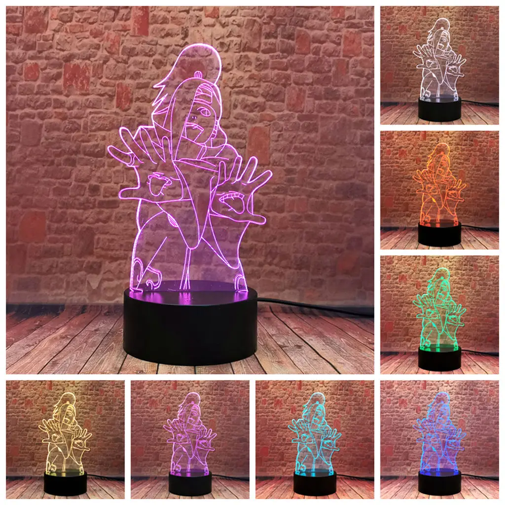 

Deidara Anime figures 3D Illusion LED Desk Nightlight Colorful Changing Sleeping Light Flashing Model toys kids
