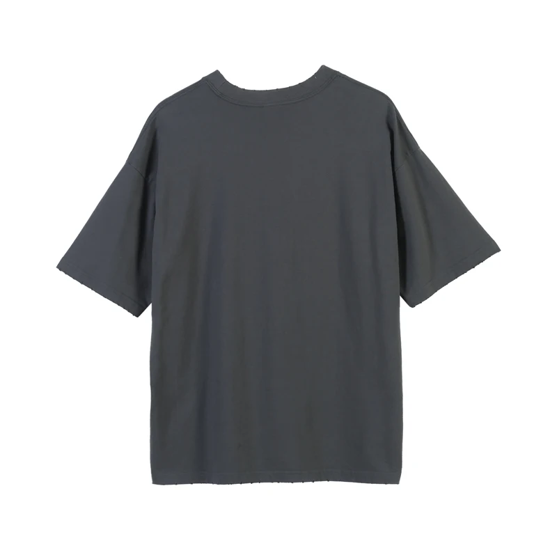 Мужская футболка в стиле хип хоп уличная из чистого хлопка ретро с потертостями и