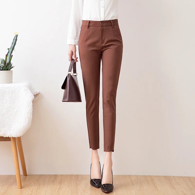 Брюки женские деловые костюмные офисные черные брюки-карандаш в полную длину