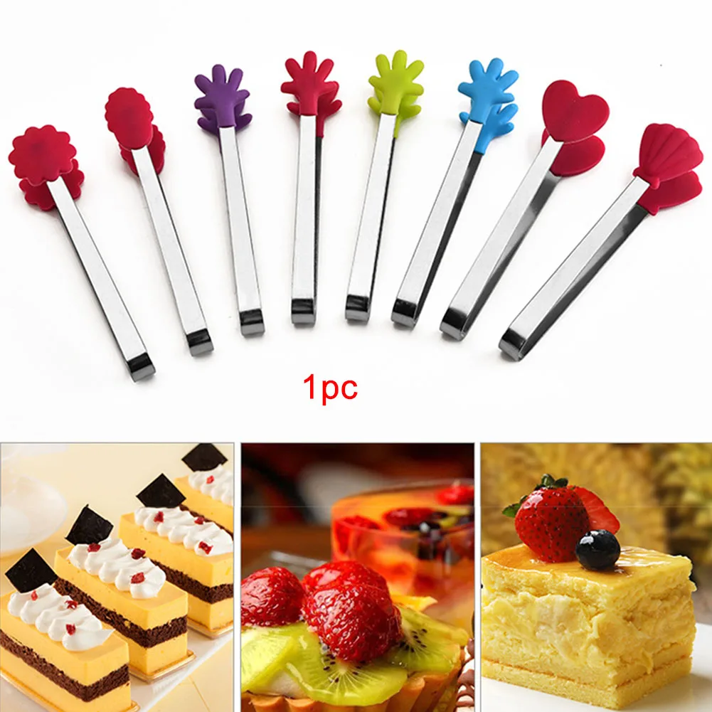 Kitchen Handle Tools Salad Cooking Food Silicone Stainless Steel Pastry Sugar Clip BBQ Tongs | Дом и сад