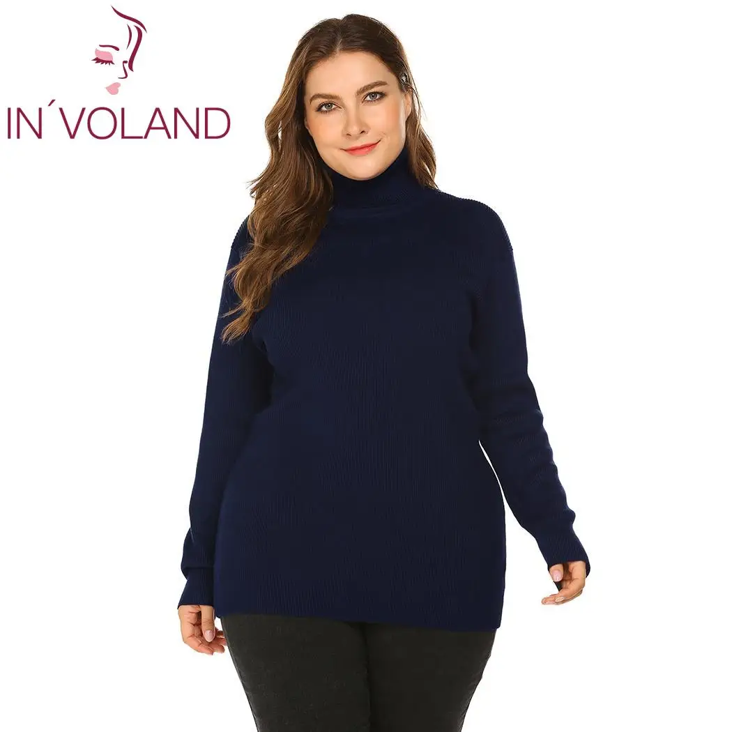 Женский свободный Свитер оверсайз d модная Осенняя водолазка элегантный вязаный