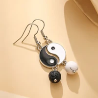fashion accessoriesearring black and white tai chi eight diagrams earrings hook alloy oil drop simple ear stud earrings women