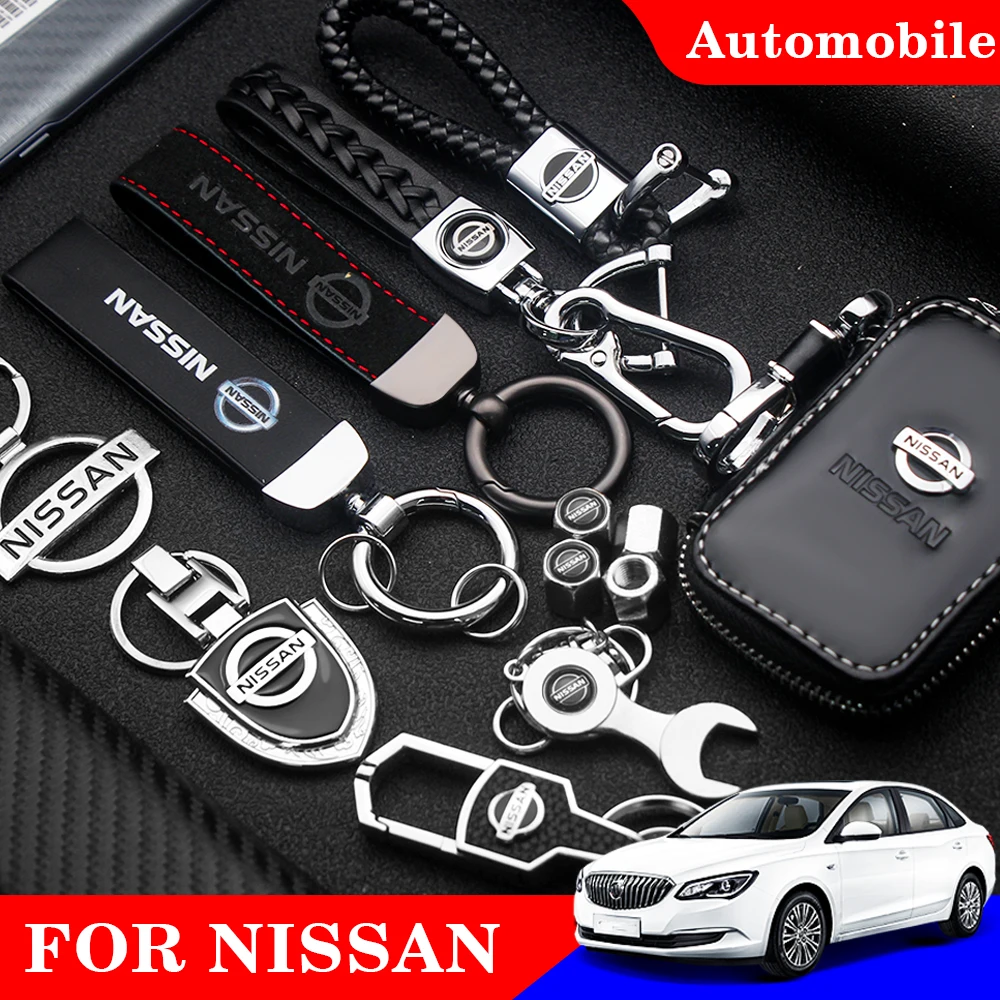 

Car Metal Keychain Leather Key Ring 3D Logo Key Case Car Styling For Nissan Qashqai J11 J10 Juke X Trail T32 Car Accessories
