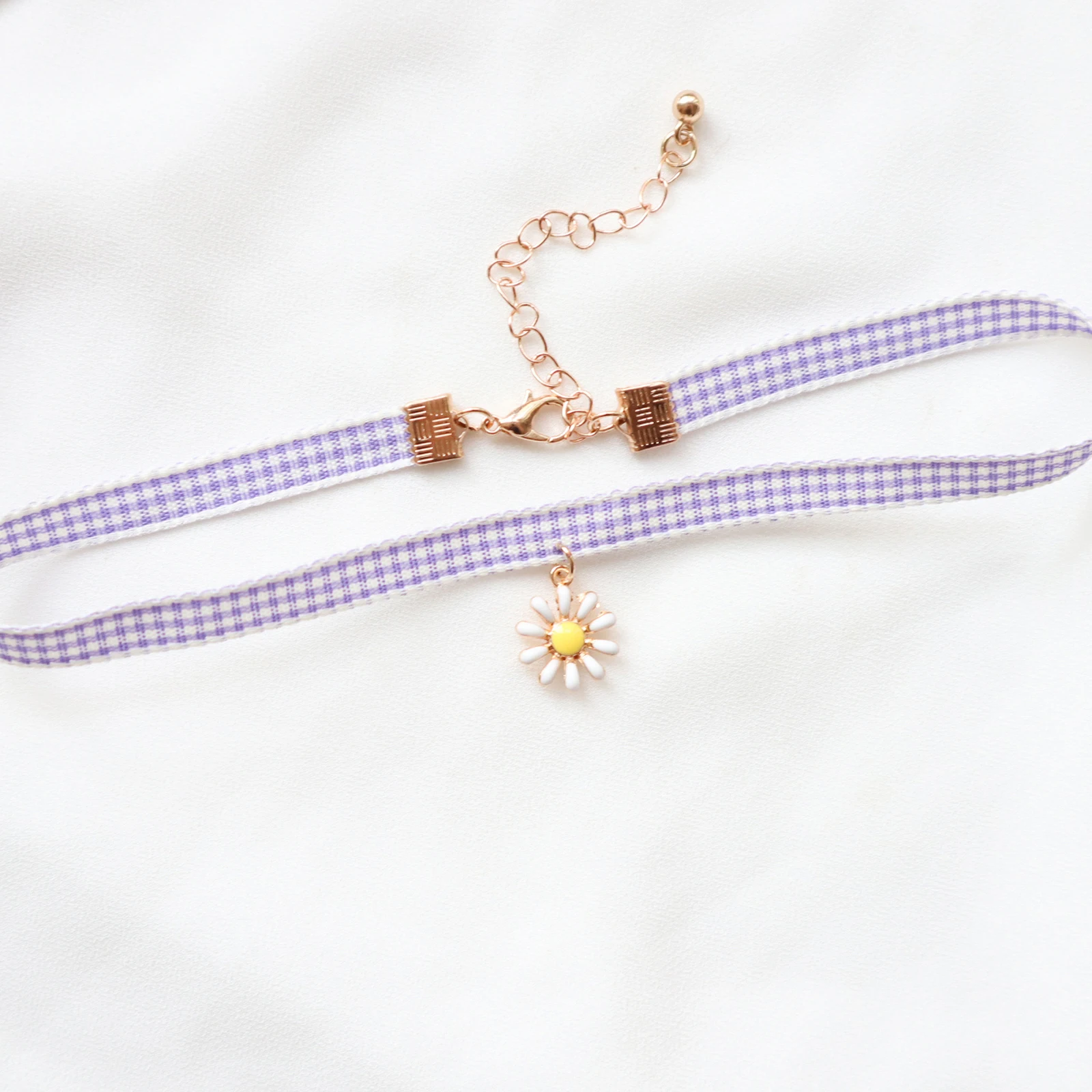 

Doreen Box Fabric Choker Clavicle Necklace Pale Lilac Heart Flower Women Wedding Party Romantic Sweet Collar Chains Jewelry,1PC