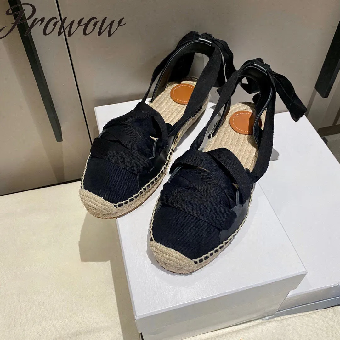

New Summer Gladiator Lace Up Luxury Brand Espadrille Sandals Flats Shoes Women Shoes Luxury Brand Shoes Women