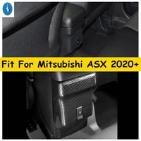 rear armrest box air conditioning ac vent anti kick panel abs carbon fiber look matte cover trim for mitsubishi asx 2020 2021