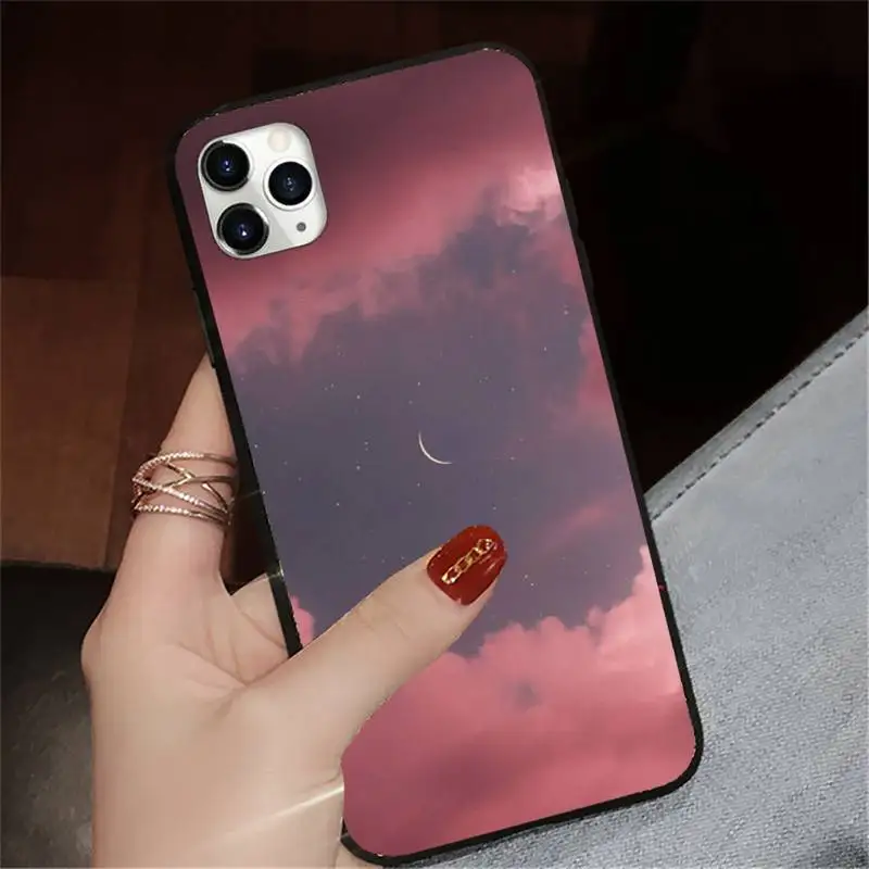 

Pink love clouds starry sky Phone Case for iPhone 11 12 pro XS MAX 8 7 6 6S Plus X 5S SE 2020 XR mini