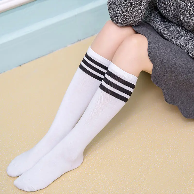 Сексуальные Модные Полосатые гольфы женские хлопковые чулки выше колена модные