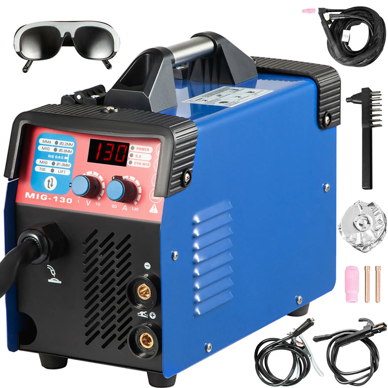 

MIG Welder 130A Welding Machine 3 in 1 Combo MMA/MIG/Lift TIG Welder Machine Flux Core Welder MIG-130 Portable Welding Machi