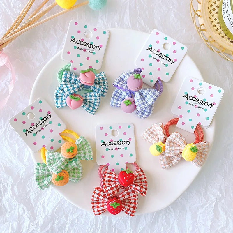 

2PCS Wavy Border Check Bow Cute Princess Headwear Kids Elastic Hair Bands Children Hair Ties Girls Accessories Baby Headdress