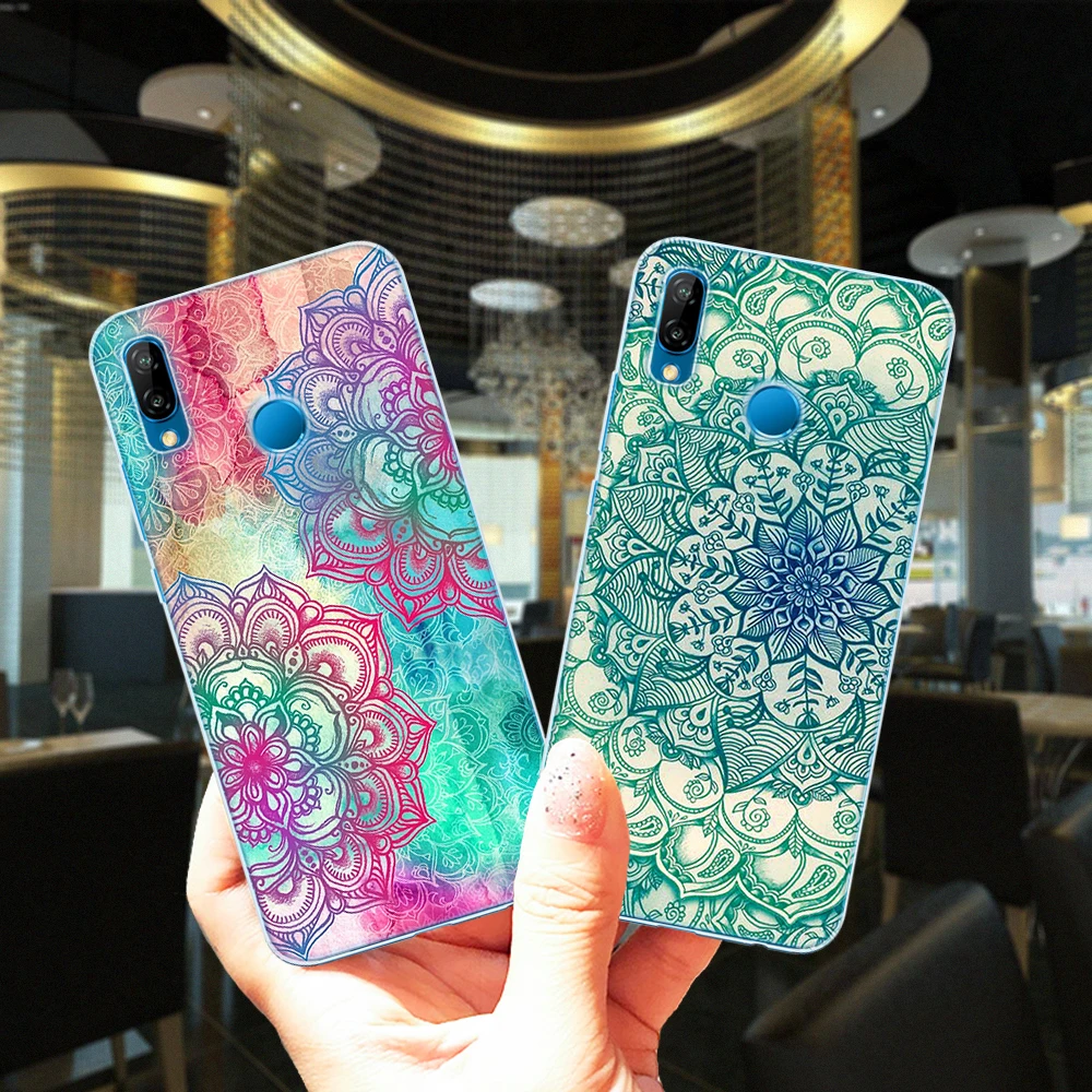 Силиконовый чехол с цветочным рисунком для Huawei P40 Lite E Pro мандала кружевной цветок