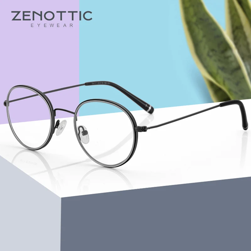 

ZENOTTIC Brand Design Retro Metal Round Glasses for Men Women Trending Spectacle Eyewear Optical Frame