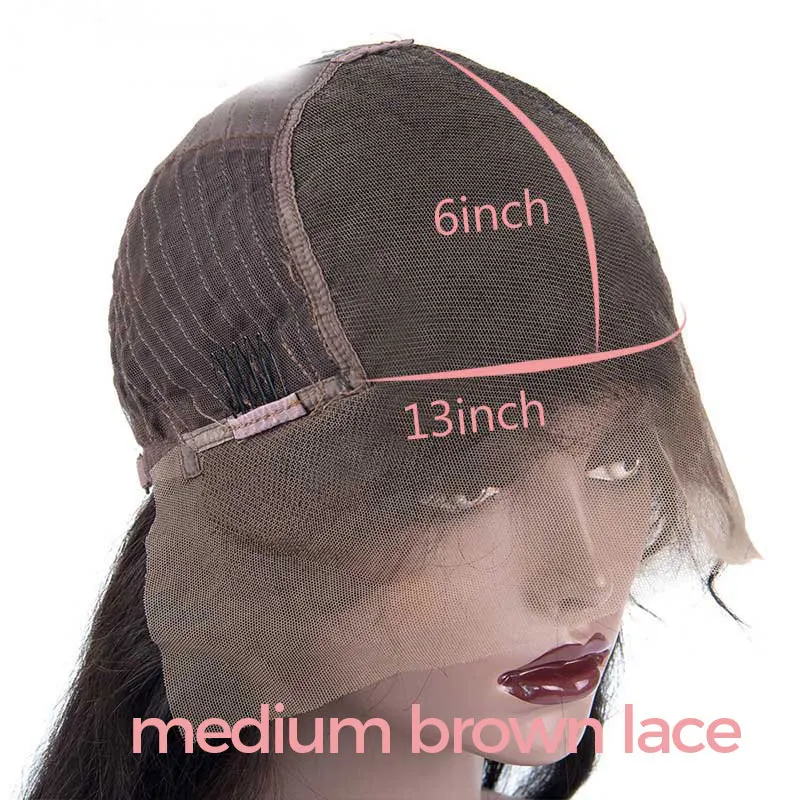 Medium Brown Lace Невидимые поддельные головы парик шнурка 13*6 фронта шнурка кудрявые человеческие волосы парик для женщин предварительно сорванный HD прозрачный парик шнурка 150% Плотность - Цвет: Medium Brown Lace