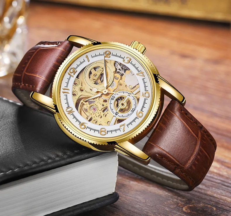 Часы-скелетоны HVENSHI новые спортивные механические часы роскошные мужские