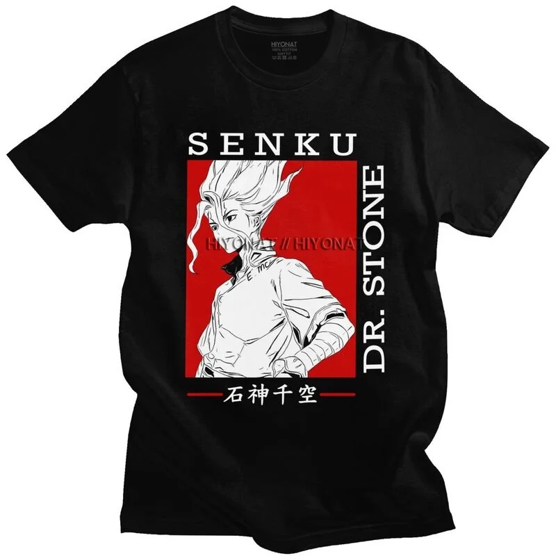 

Cool Anime Dr. Stone Senku T Shirt Men Short Sleeved 100% Cotton T-shirt Graphic Japanese Manga Tees Graphic Streetwear Tshirt