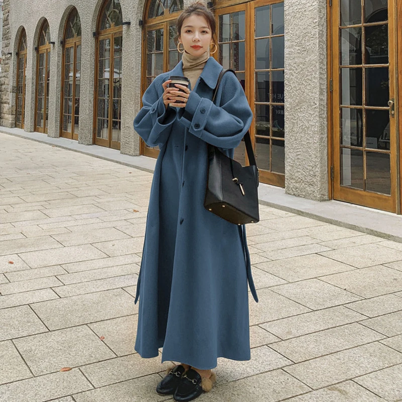 Женское зимнее высококачественное плотное шерстяное пальто средней длины