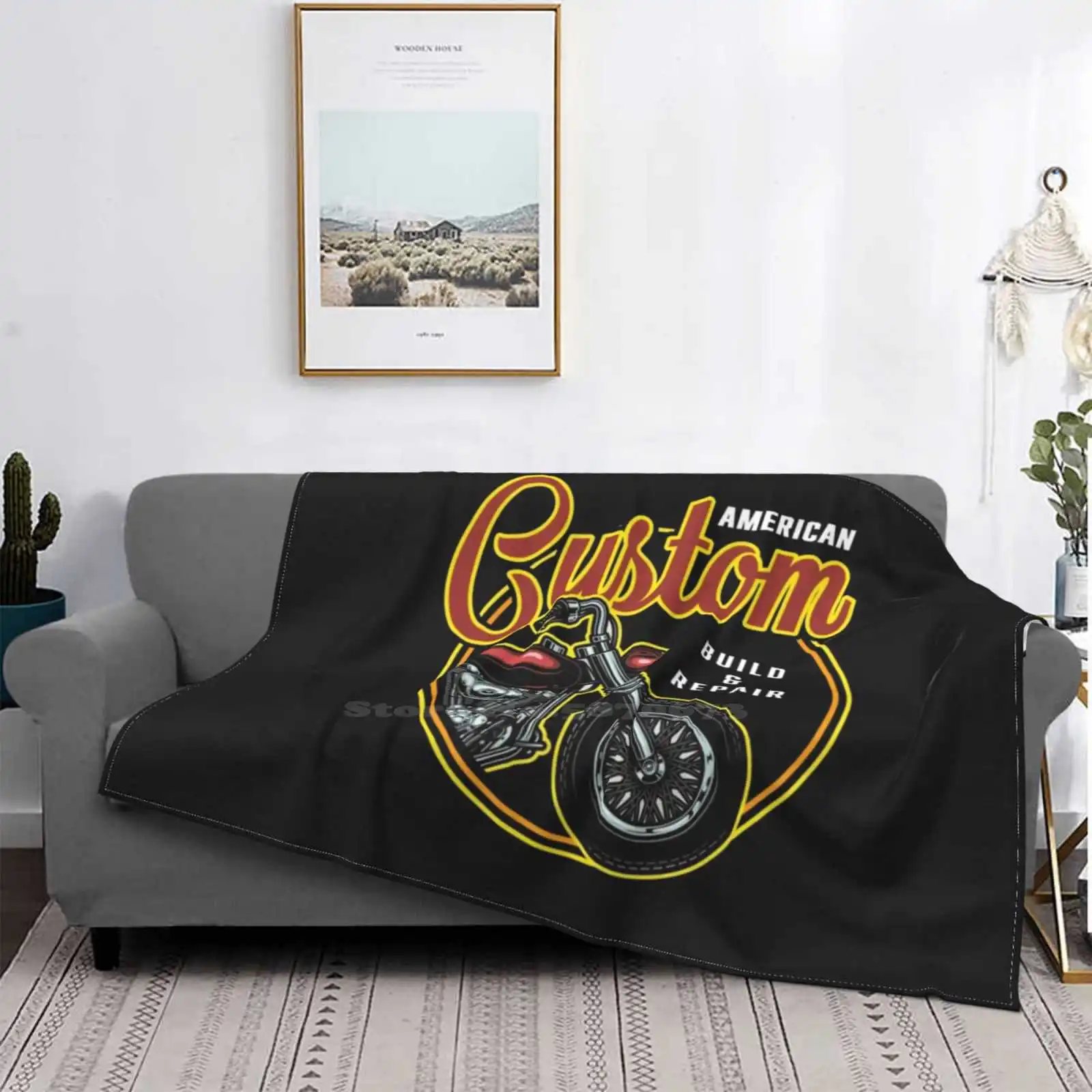 

Manta de aire acondicionado personalizada para motocicleta americana, manta portátil de viaje para moto, americana Y Outcast Cru