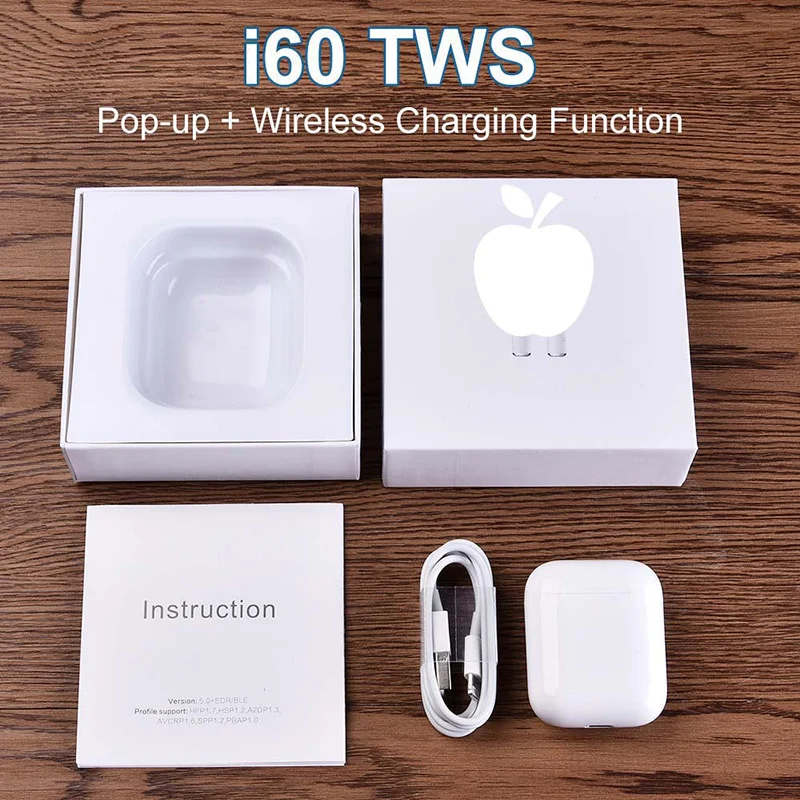 TWS i60 1:1 беспроводные наушники bluetooth наушники вкладыши Беспроводная зарядка pk i200 i300 i1000