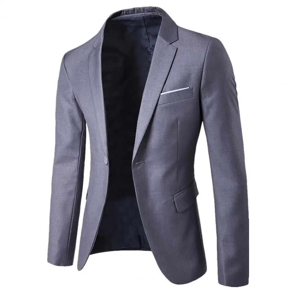 

2Pcs/Set Men Slim Fit Office Blazer Plus Size Solid Color Long Sleeve Lapel Slim Button Casual Commuter Suit for Wedding trajes