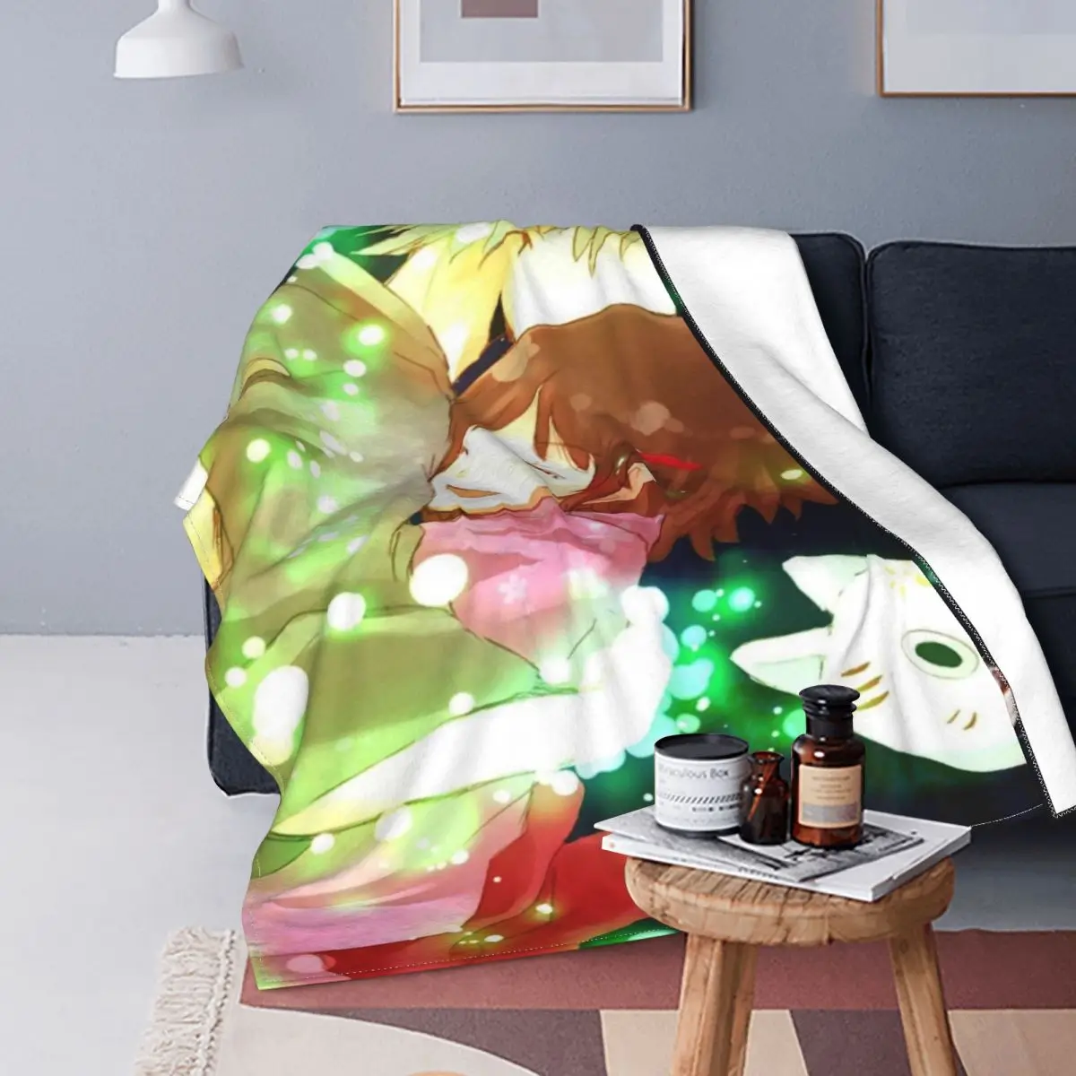 

Светлые искусственные одеяла в лесу светлячков, Текстильный декор, японское аниме, теплые тонкие плюшевые одеяла для дивана, автомобиля