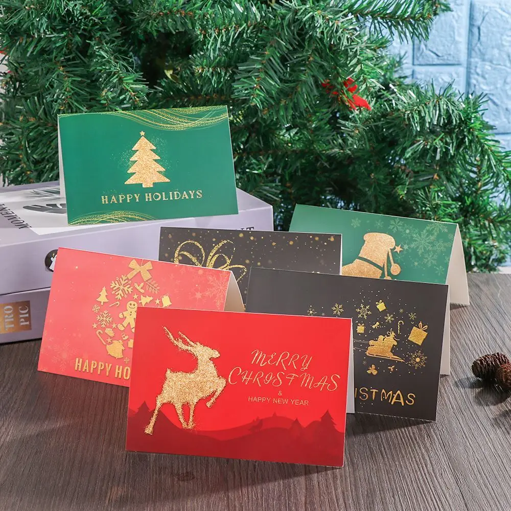 

Home Decor Message Blessing Santa Claus Paper Craft Xmas Greetings Card Christmas Tree Xmas Party Hanging Post Cards