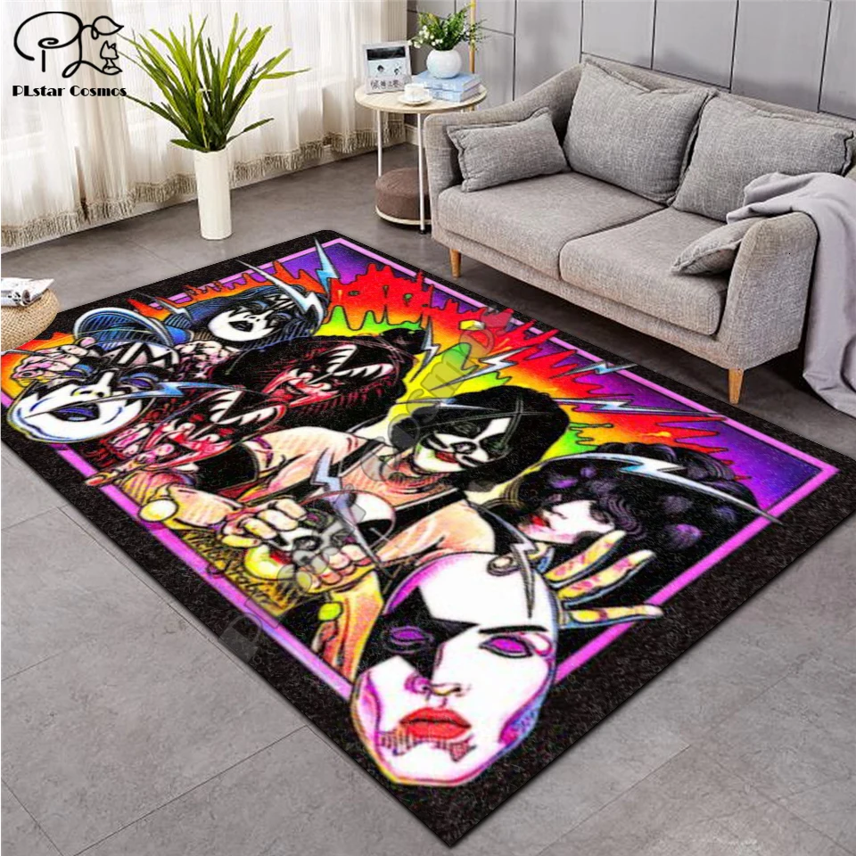 KISS Rock Shaggy Fluffy Anti-Skid Area Floor Mat 3D Rug Non-slip Dining Room Living Soft Child Bedroom Carpet ST06 | Дом и сад