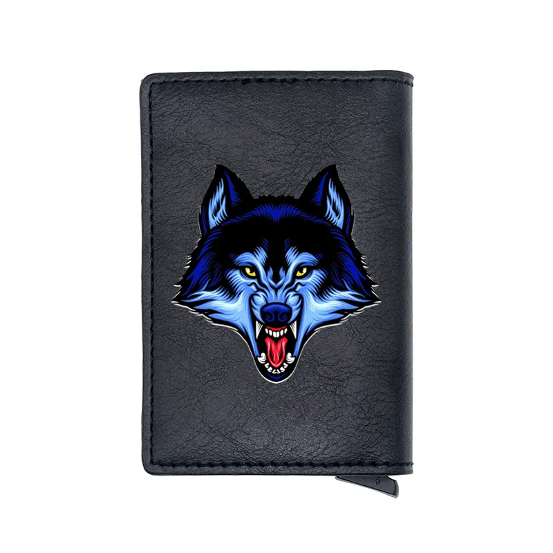 Черный волк цифровой печати PU кожаный держатель для карт кошелек мужчины женщины
