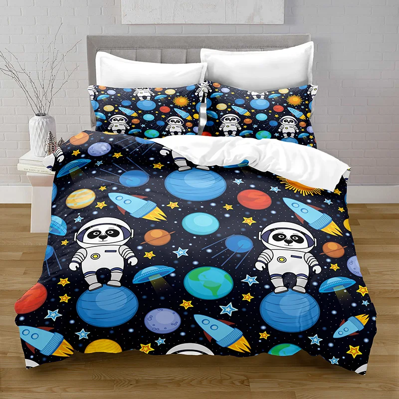 

100% Polyester Cartoon Space Character Cover Digital Printing Bedding Set with Pillowcase Bed Cover Boy Quilt Bedding Set