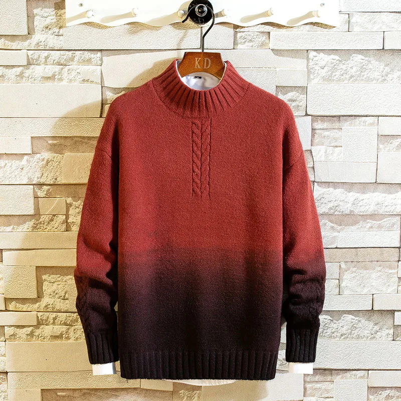 Мужской трикотажный пуловер с круглым вырезом в стиле пэчворк | Мужская одежда