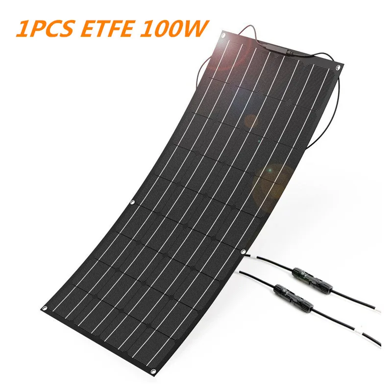 Harga Pengisi Daya Baterai 12V Sel Surya Monocrystalline Panel Surya Braket Fleksibel ETFE 18V 100W 200W Pabrikan Tiongkok Untuk Mobil