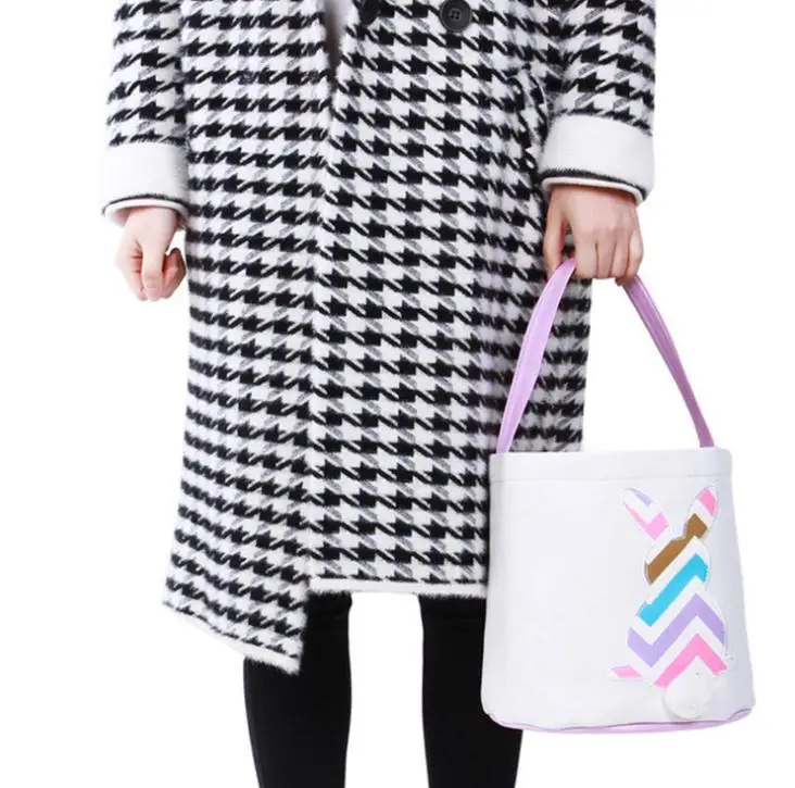 

100pcs/lot Wholesale Monogram Canvas Good Quality Chevron Easter Basket Bunny Tote Bags Monogram Personalize Easter Bucket Tote