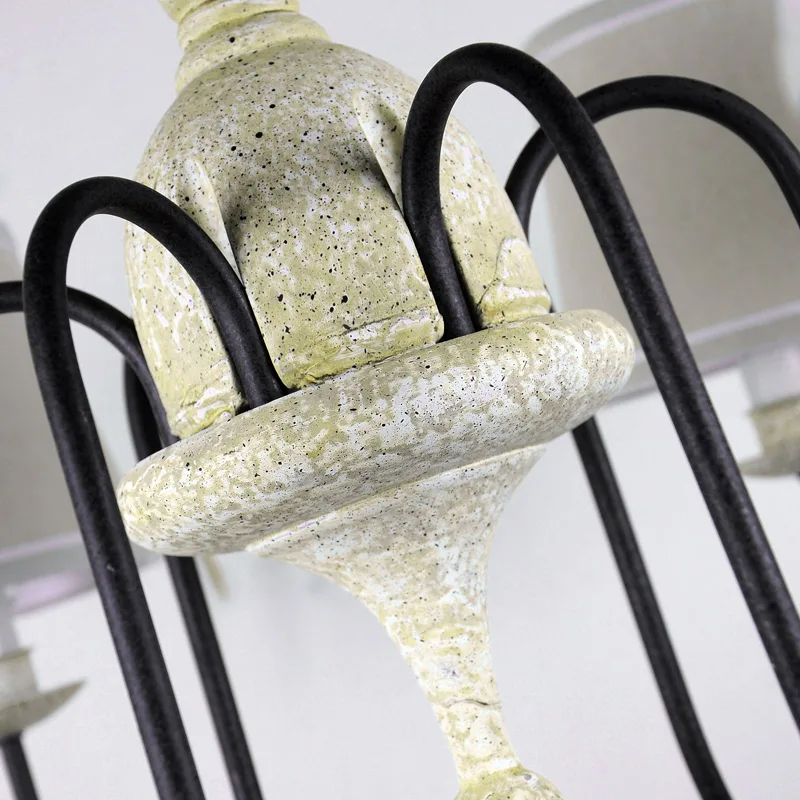 Коттедж птица люстра Гостиная лестницы Светильник черного листового железа