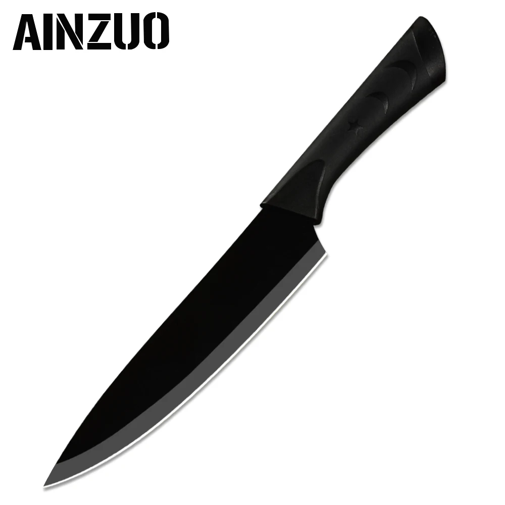 AINZUO, кухонный нож из нержавеющей стали, 6 шт. в наборе, ультра острое лезвие, кухонные ножи, кухонные принадлежности, инструменты - Цвет: B.8 inch Chef Knife