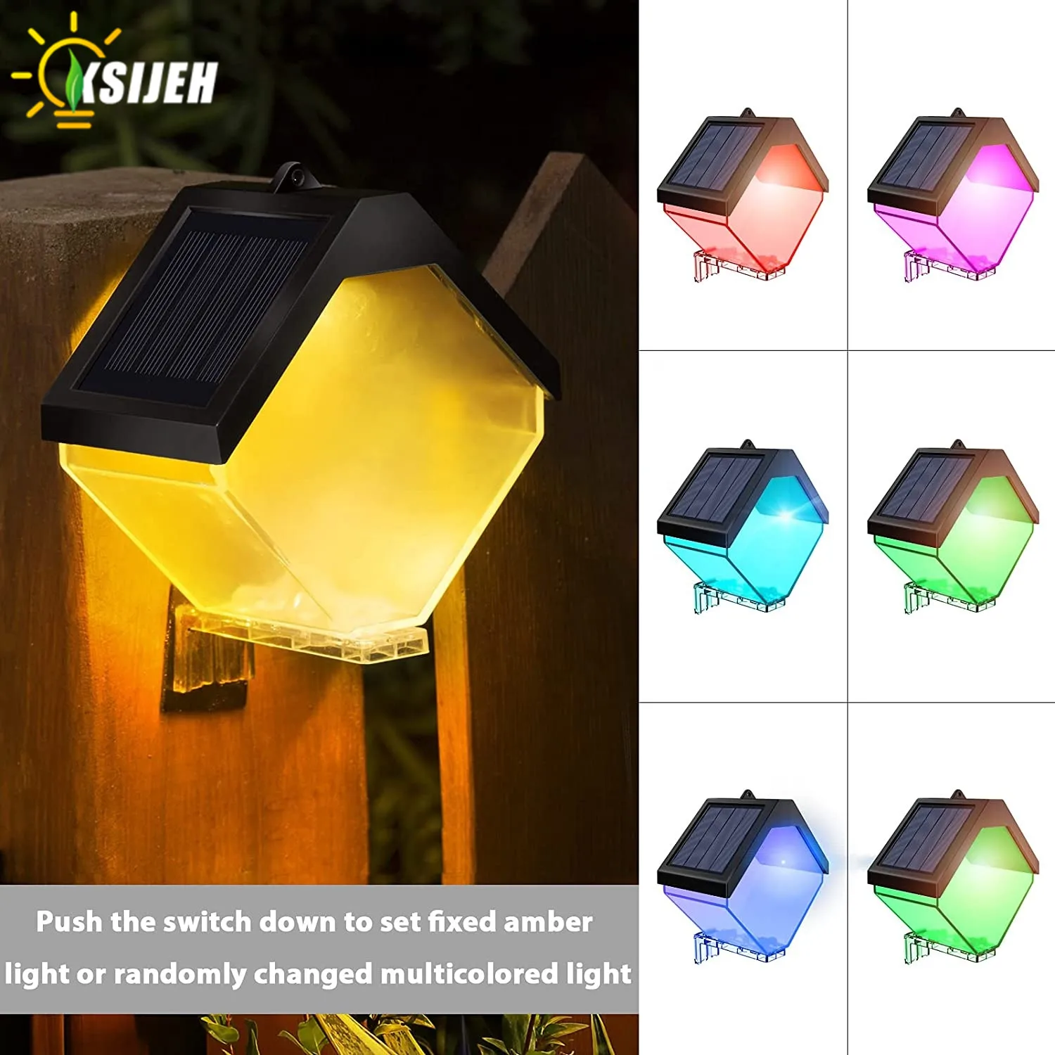 

Solar Deck Lights Outdoor, Garden Decorative Wall Mount LED Lamp, Warm/RGB Color Changing, Solar Fence Lights for Stair Fence