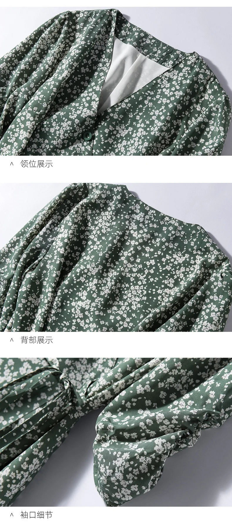 

Wrap Chiffon Floral Dress Women Button Front Tie Waist Dress Elegant M,L