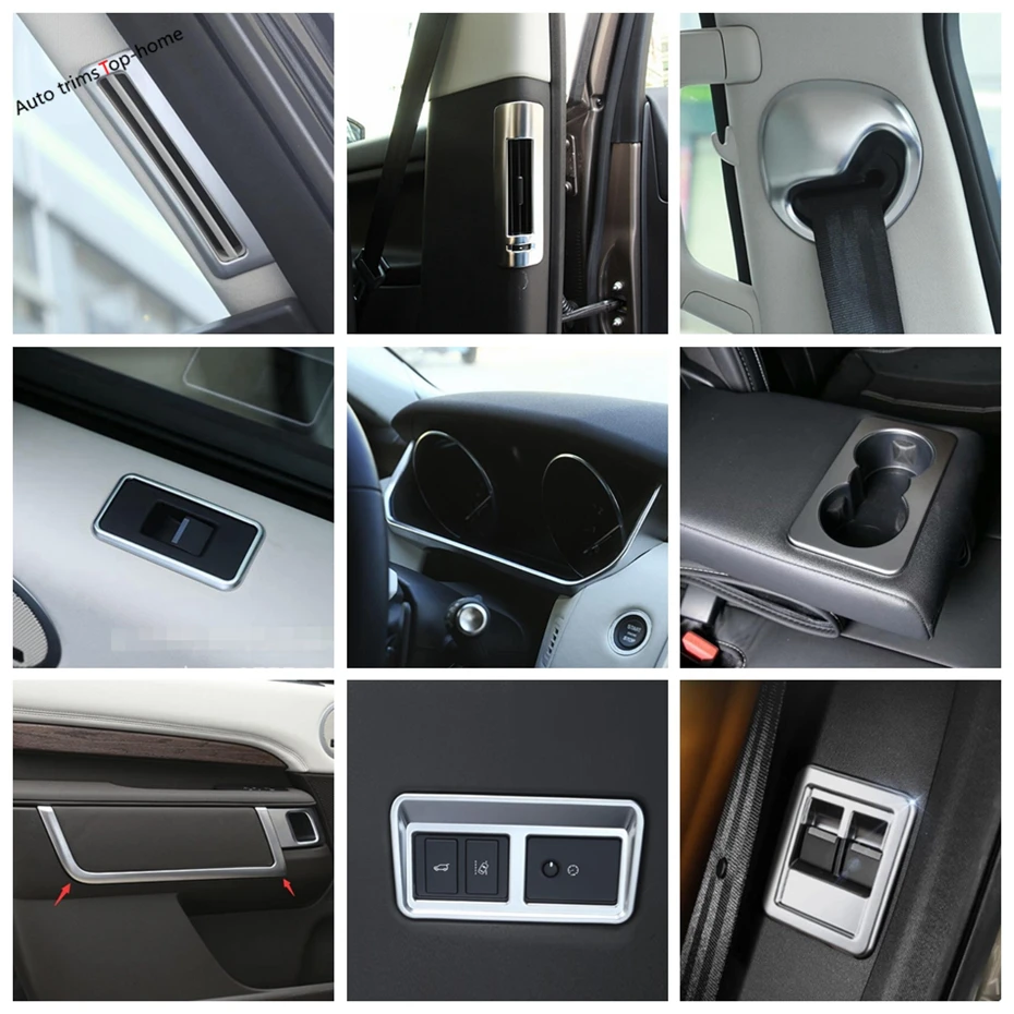 

Yimaautotrims Matte Interior Refit Kit Pillar A Air AC Panel / Dashboard Cover Trim For Land Rover L462 Discovery 5 2017 - 2020