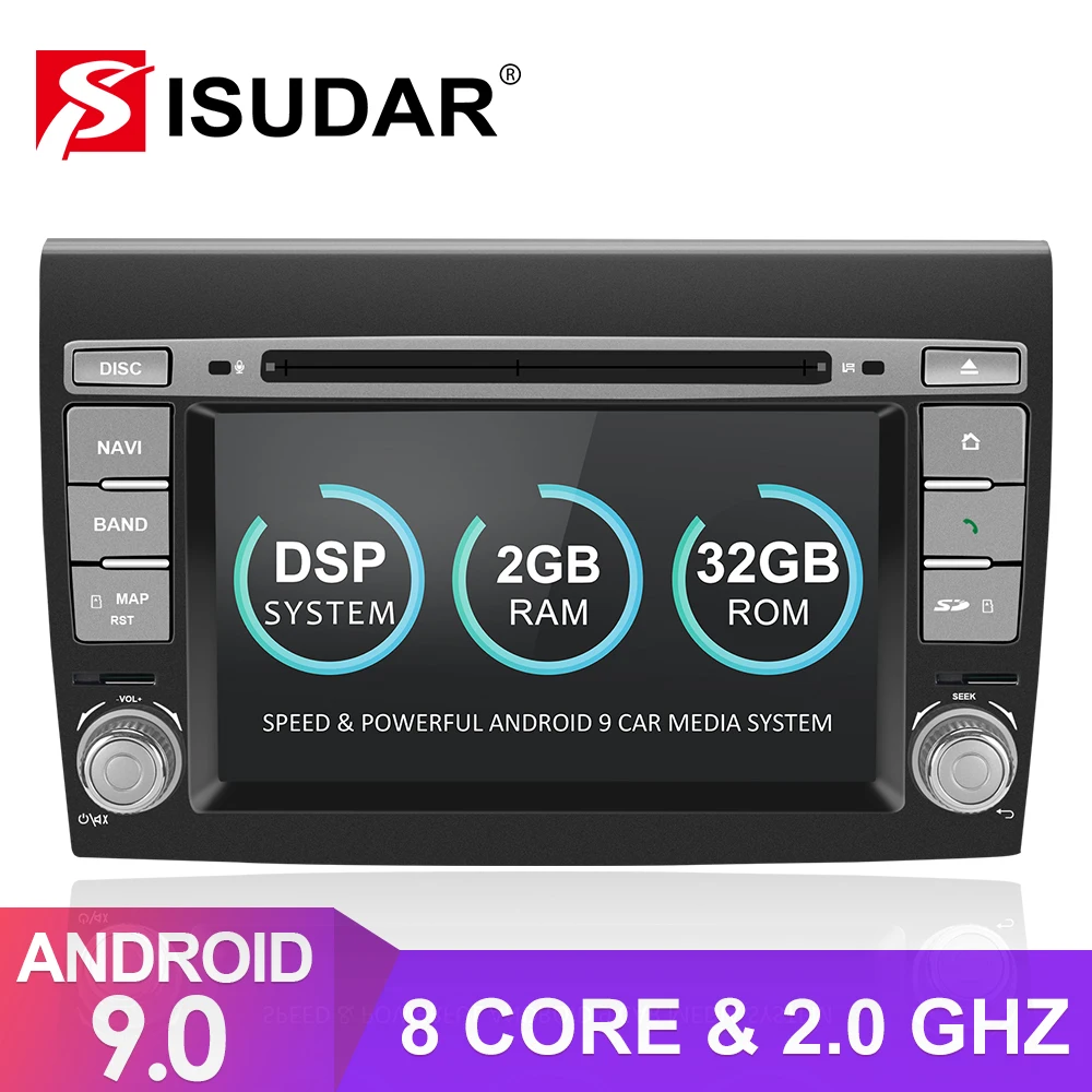 Isudar 2 Din Авто Радио Android 9 для Fiat/Bravo 2007 2008 2009 2010 2011 2012 автомобильный мультимедийный